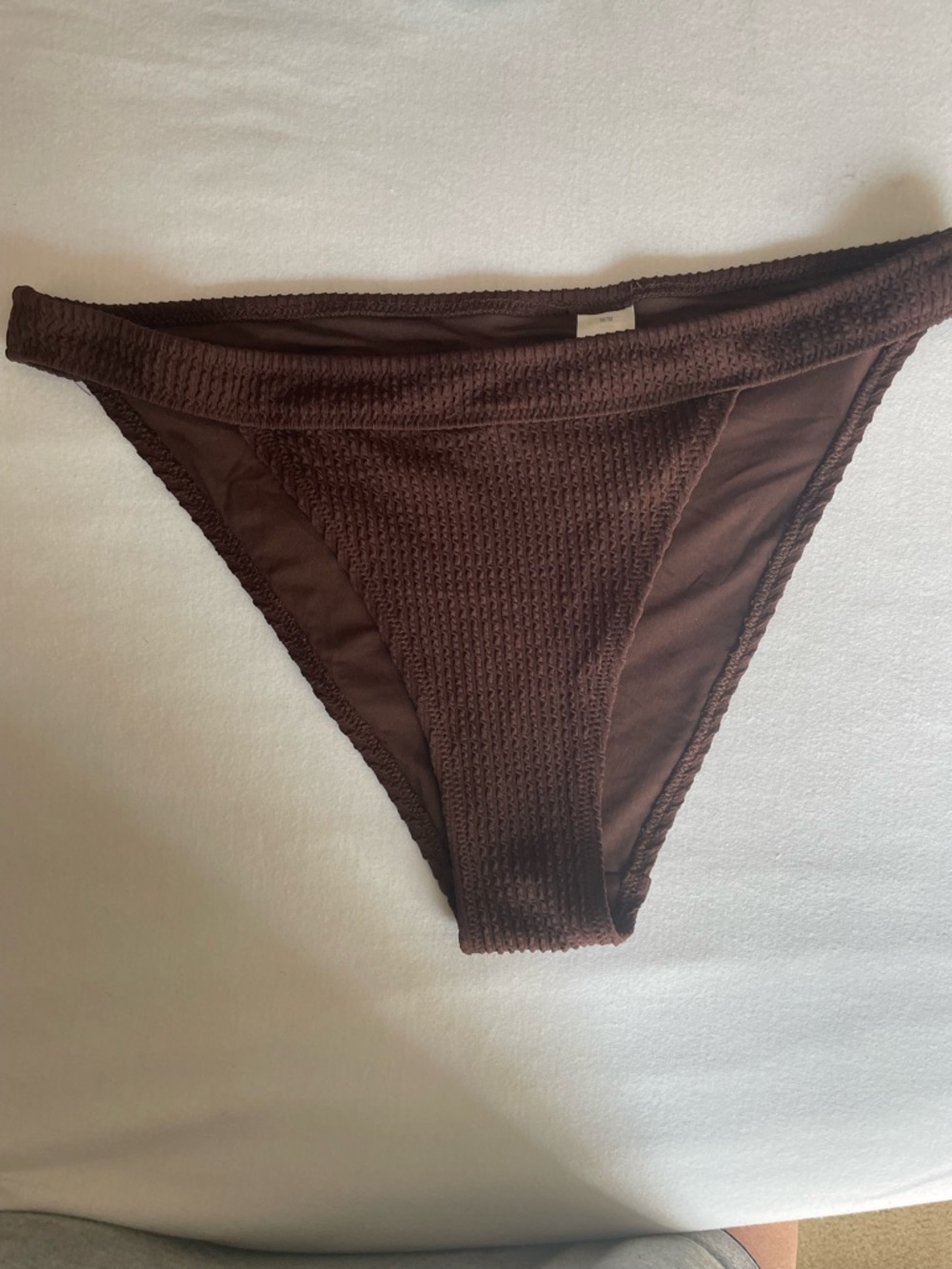 aerie Cheeky Smocked Bikini Bottom in Chocolate Brown